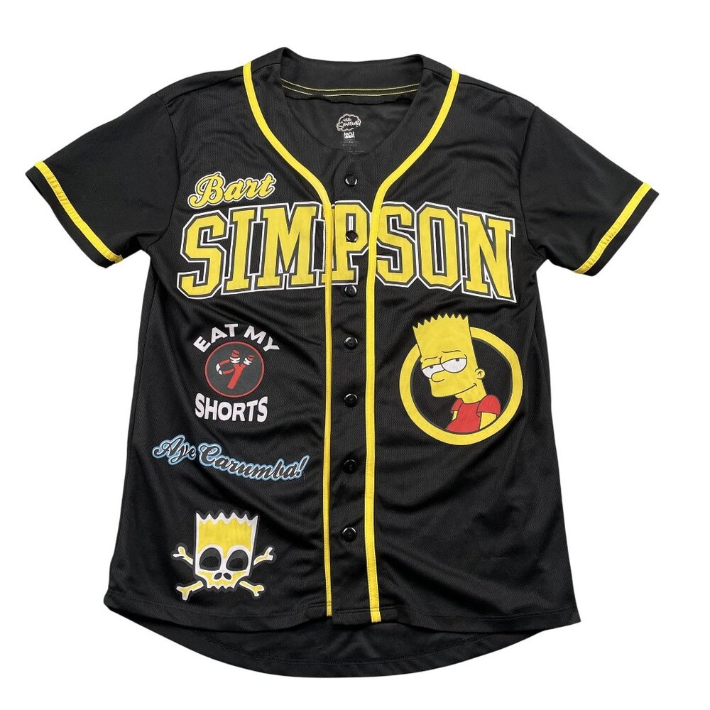 the Simpsons Bart Simpson Baseball‎ Jersey Mens Small Black Eat My Shorts